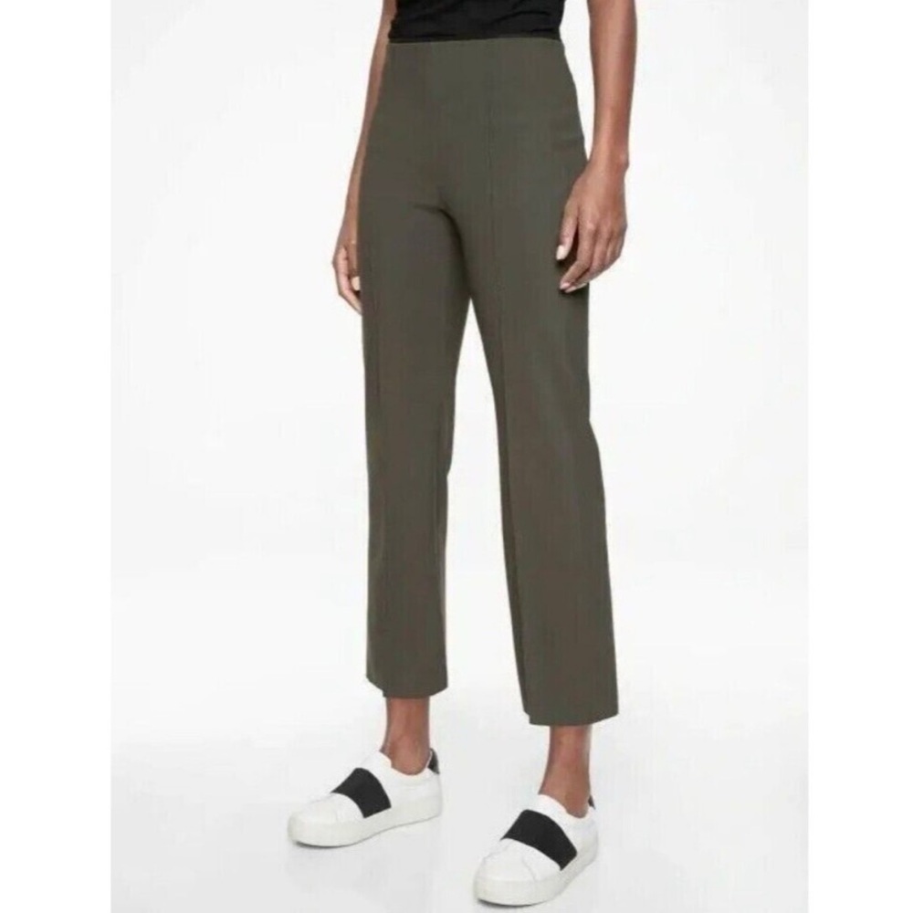 Athleta Mercurial Crop Flare Pant Arbor Olive Gray Brown Travel Sz M #405530-01 - Picture 3 of 9